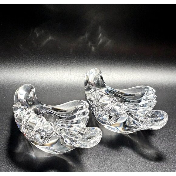 2 Gorham Dove Candlestick Holders 6" lead crystal birds taper holders - Picture 4 of 8